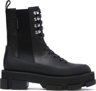 Lace-Up Leather Combat Boots-AB