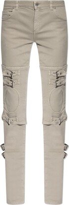 Buckle-Embellished Mid-Rise Flared Jeans