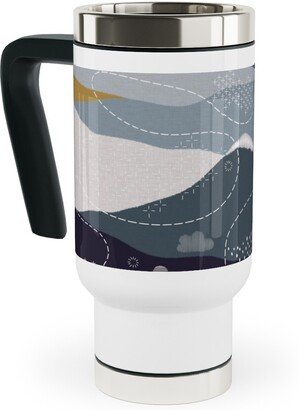 Travel Mugs: Ever Blue Mountains - Multi Travel Mug With Handle, 17Oz, Blue