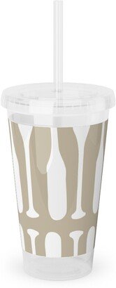 Travel Mugs: Nautical Boat Oars/Paddles - Neutral Beige Acrylic Tumbler With Straw, 16Oz, Beige