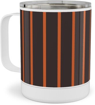 Travel Mugs: Halloween Stripes Stainless Steel Mug, 10Oz, Black