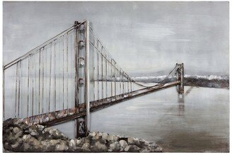 Bridge Mixed Media Iron Hand Painted Dimensional Wall Art, 32 x 48 x 2.4