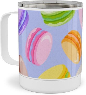 Travel Mugs: Pastel Macarons - Lavender Stainless Steel Mug, 10Oz, Purple