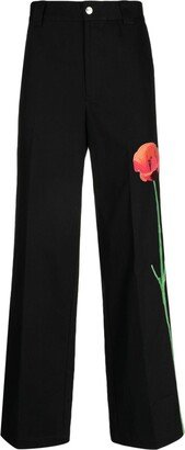 Floral-Print Wide-Leg Trousers-AC