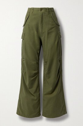 Wide-leg Cotton Cargo Pants - Green