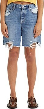 501 High Rise Distressed Denim Shorts in Pedal Time