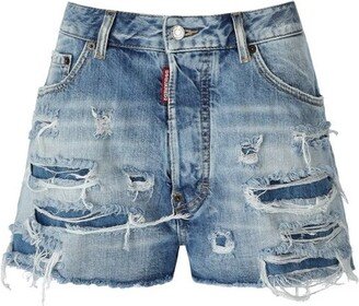 High-Waisted Baggy Denim Shorts