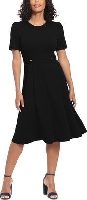 Petite Fit & Flare Scuba Crepe Midi Dress