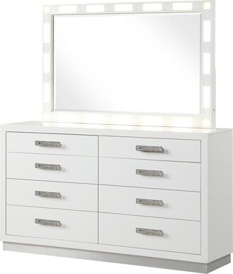 Galaxy Home Furnishings Coco Americana Style 8-Drawer Dresser Made with Wood & Built in LED