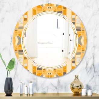 Designart 'Retro Geometrical Abstract II' Printed Modern Round or Oval Wall Mirror - Triple C