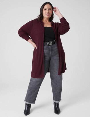 Long-Sleeve Rib Hooded Duster