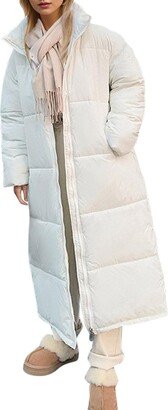 Generic Women's Thickened Long Down Coat Stand Collar Quilted Jacket Winter Puffer Coat Outwear D (US