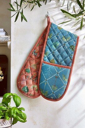 Vintage Floral Print Quilted Double Oven Glove