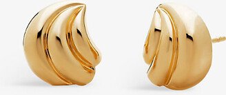 Womens Yellow Gold Swirl 18ct Yellow Gold-plated Vermeil Sterling-silver Stud Earrings