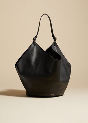 The Medium Lotus Tote in Black Pebbled Leather