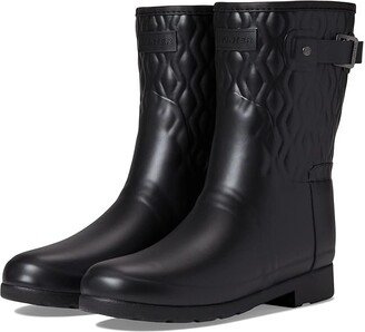 Refined Short Vertical Quilt Boot (Black) Women's Rain Boots