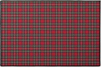 Door Mats: Royal Stewart Tartan Style Repeat Perfect For Christmas Door Mat, Red