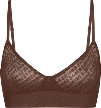 Logo Mesh Foil Triangle Bralette | Cocoa