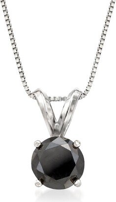 Black Diamond Solitaire Necklace in 14kt White Gold