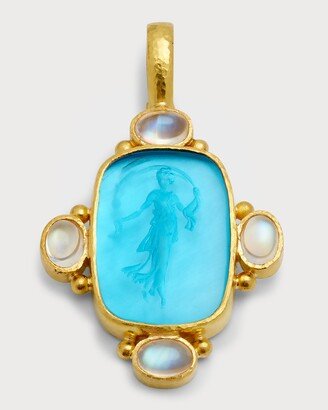 19K Venetian Glass Intaglio Muse Pendant, 39x31mm