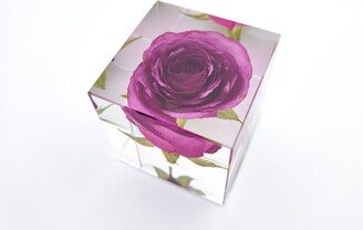 Real Purple Rose Cube, Forever Crystals Keepsake, Resin Paperweight, Gift For Her, Home Decor, Mom, Romantic