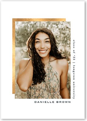 Graduation Announcements: Golden Frame Graduation Announcement, White, 5X7, Matte, Signature Smooth Cardstock, Square