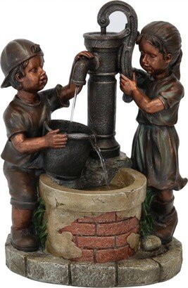 Sunnydaze Decor Jack and Jill at Water Pump and Well Water Fountain - 24 in