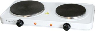 MegaChef Electric Dual Burner Cooktop Buffet Range in Sleek White