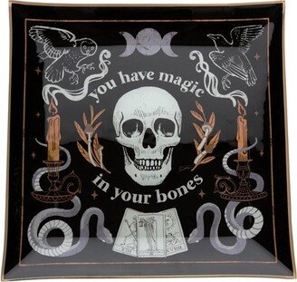 Magic In Your Bones Skull Halloween Glass Tray