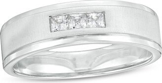 Previously Owned - Men's 1/4 CT. T.w. Square-Cut Diamond Three Stone Wedding Band in 10K White Gold