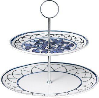 Blue Bird 2-Tiered Cake Stand