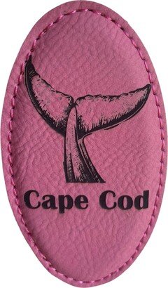 Cape Cod Whale Tail Magnet Laser Engraved Available in 9 Colors 3 1/4 X 1 3/4 Oval Leatherette