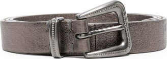 Metallic-Effect Leather Belt