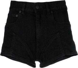 Spiral panelled denim shorts-AA