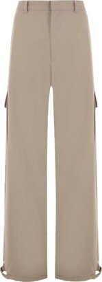 Ow Emb Drill Mid-Rise Wide Leg Trousers-AA