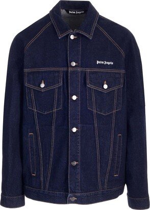 Logo-Embroidered Button-Up Denim Jacket