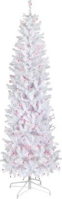 Northlight 6.5' Pre-Lit Woodbury White Pine Pencil Artificial Christmas Tree, Pink Lights