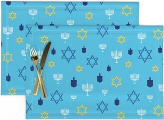 Hanukkah Placemats | Set Of 2 - Symbol Mix By Sarahmeetsart Star Winter Holiday Lights Cloth Spoonflower