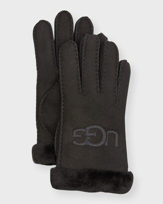 Embroidered Logo Sheepskin Gloves