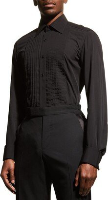 Men's Pleated Bib Solid Evening Shirt