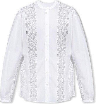 Lace-Insert Button-Up Shirt