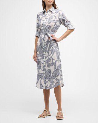 Alex Paisley-Print Cotton Midi Shirtdress