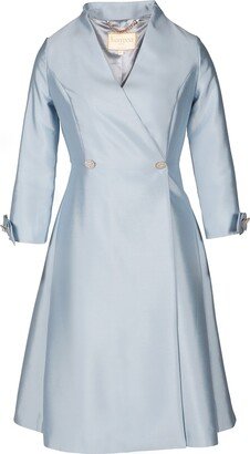 Santinni 'Astor' 100% Wool & Silk Dress Coat In Blu