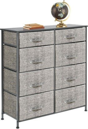 mDesign Tall Storage Dresser Furniture, 8 Slim Fabric Drawers, Black/Dark Gray