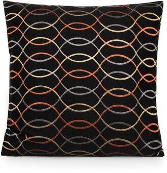 Embroidery in Black, Gray, Rust Geometric Design Decorative Pillow Cover. Accent Throw Pillow, Home Decor.