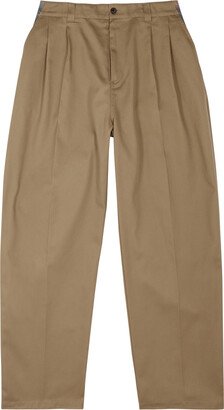 Panelled Wide-leg Twill Trousers