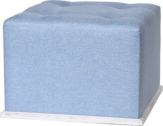 Dann Foley - Lifestyle Square Ottoman - Blue Upholstery - White Finish