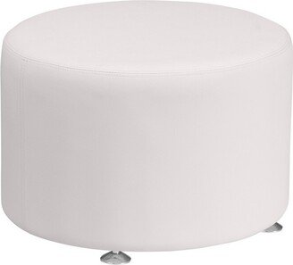 Emma and Oliver White LeatherSoft 24 Round Ottoman