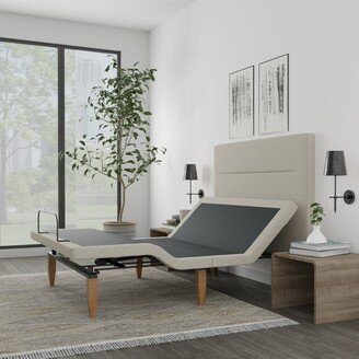 Onetan, Adjustable Bed Base with headboard, Wireless remote,Zero Gravity, Underbed Lighting, Beige