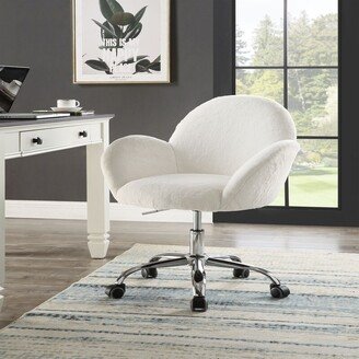 AOOLIVE Office Chair in White Lapin & Chrome Finish